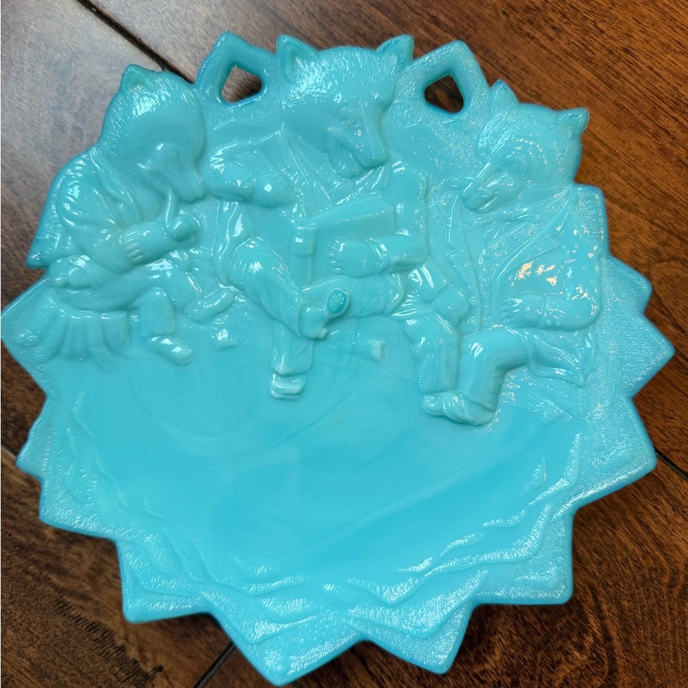 Westmoreland Turquoise Blue Foxes Wall Plaque